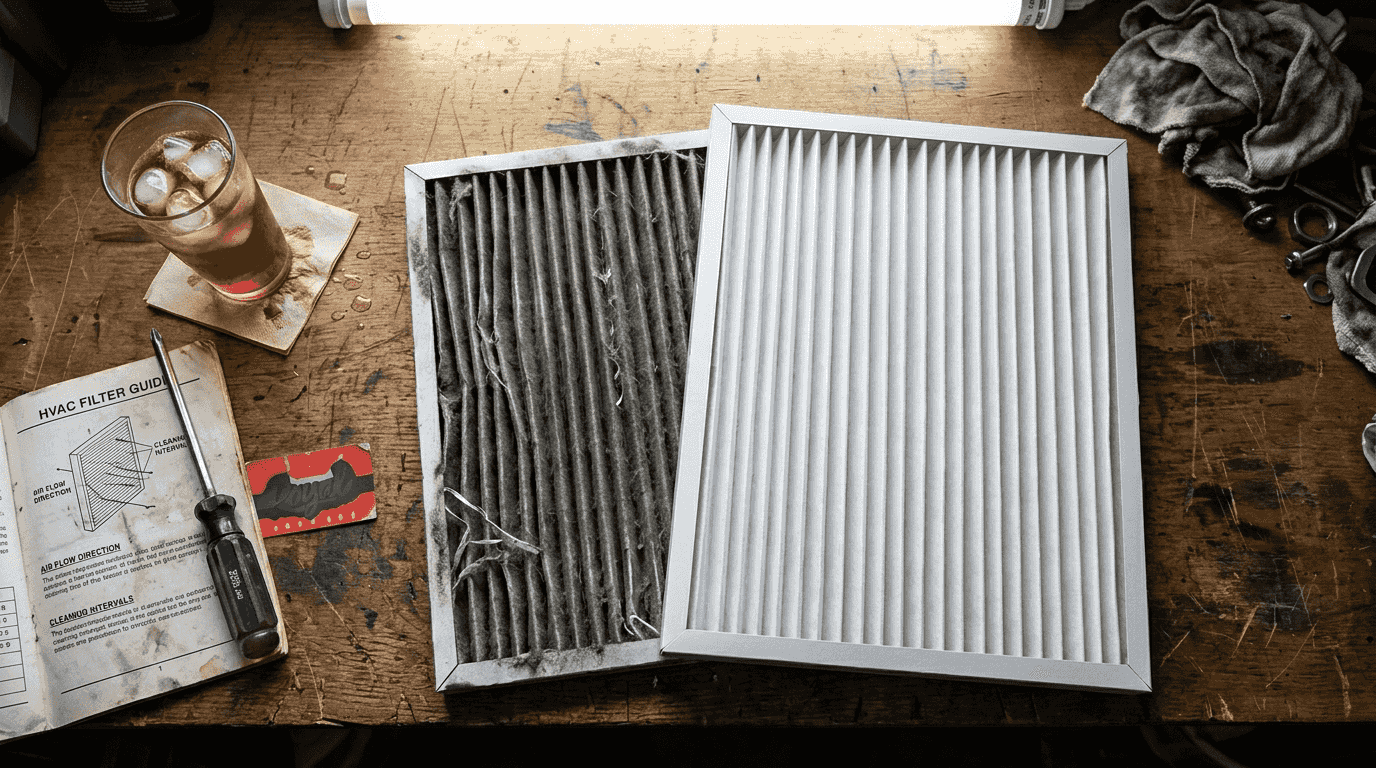 Clean and dirty air duct filters comparison