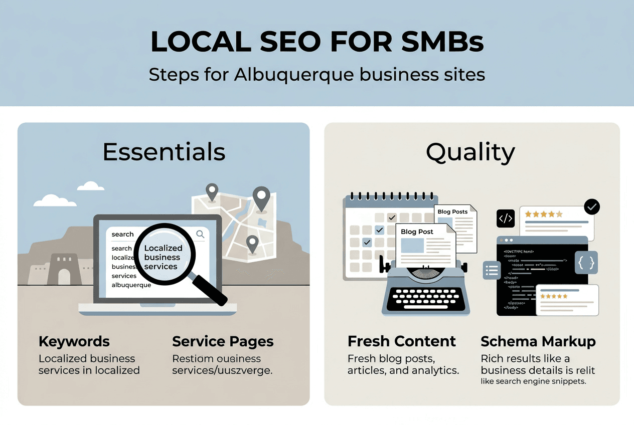 Website content optimization steps for Albuquerque SMBs 2 Infographic Of Local Seo Steps For Albuquerque Smbs
