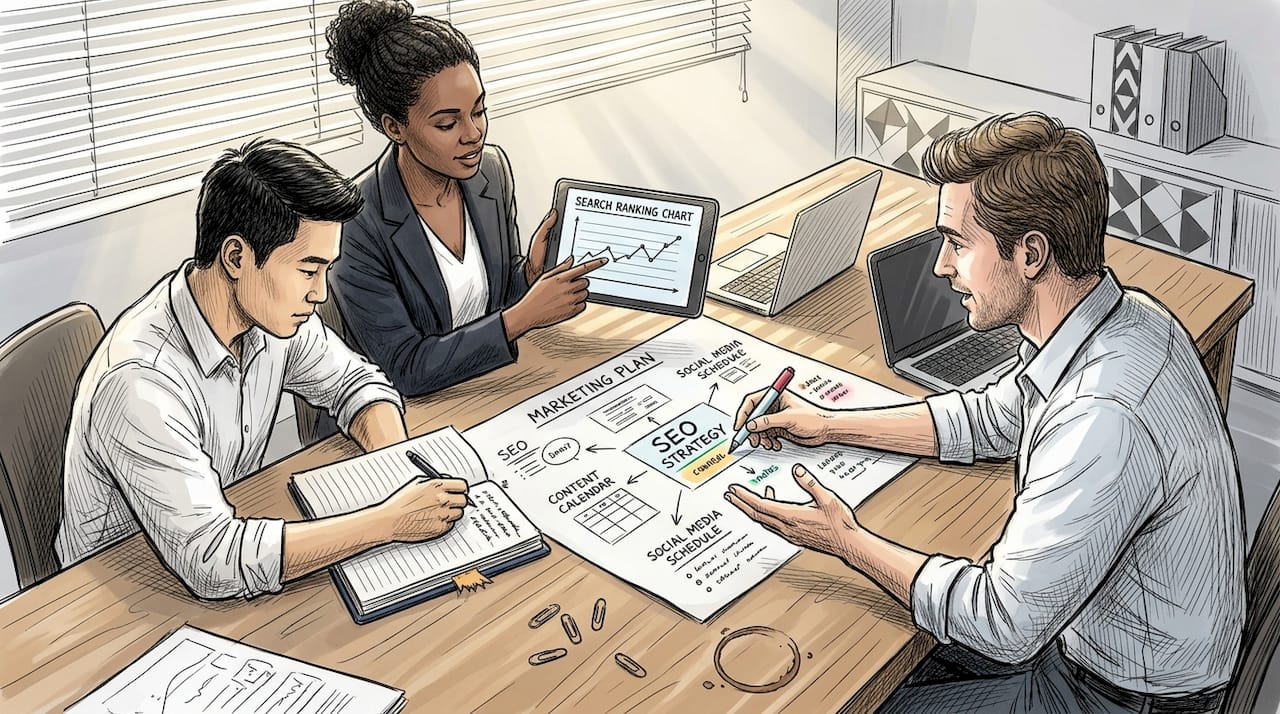 Team Planning Digital Marketing Strategy Together