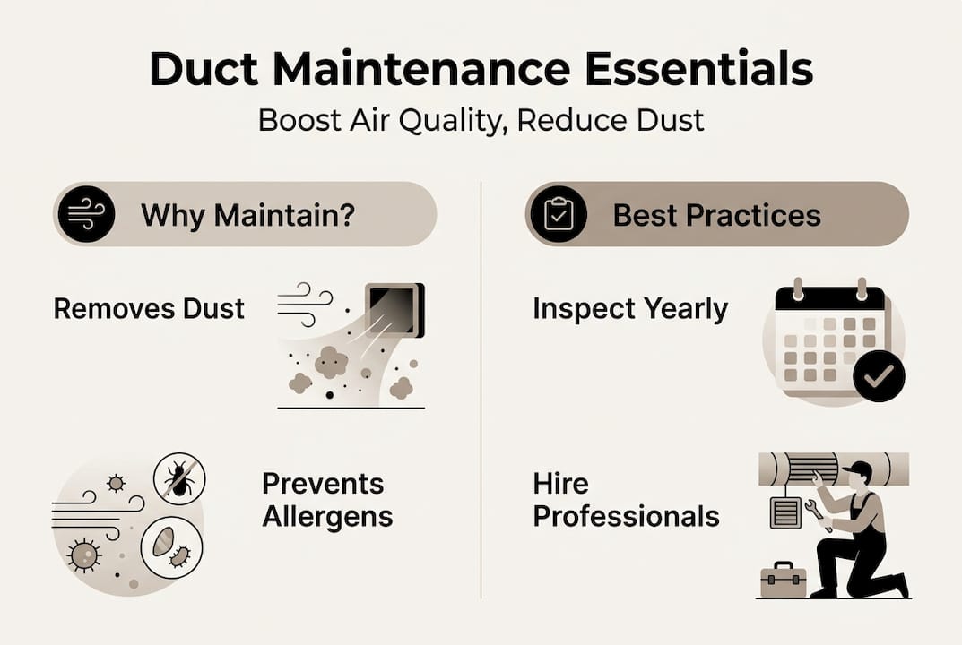 Infographic with duct maintenance benefits and tips