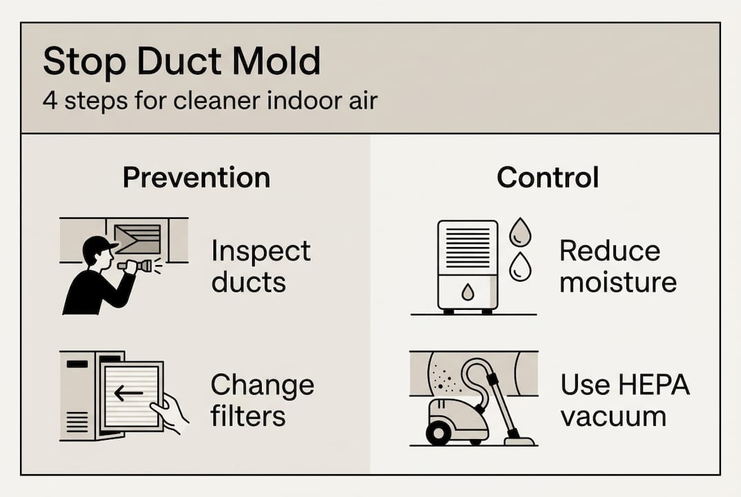 Infographic on steps to prevent duct mold