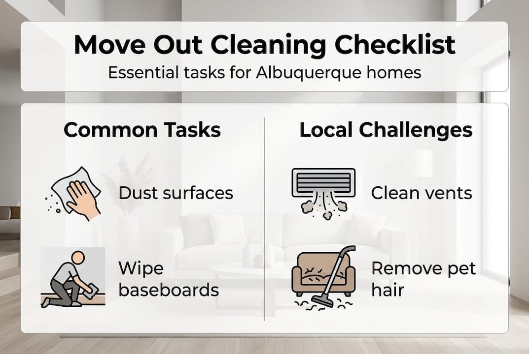 Infographic showing move out cleaning checklist
