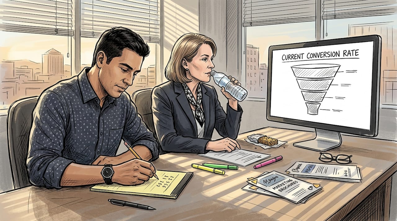 Team Reviewing Conversion Rate Analytics Together