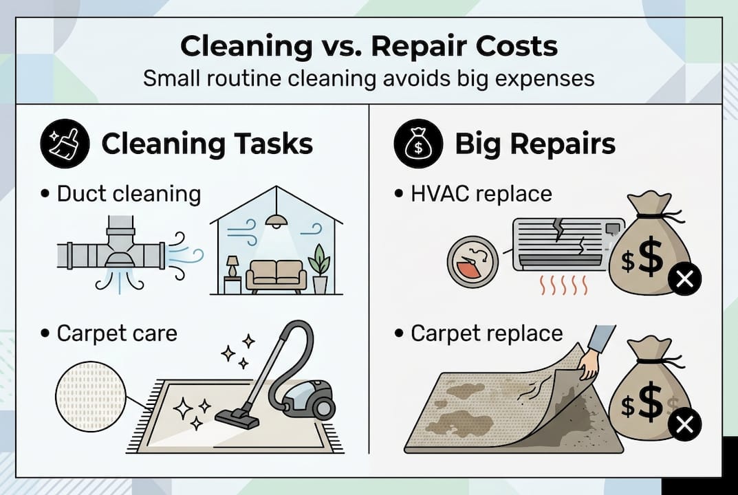 Infographic comparing cleaning and major repair costs