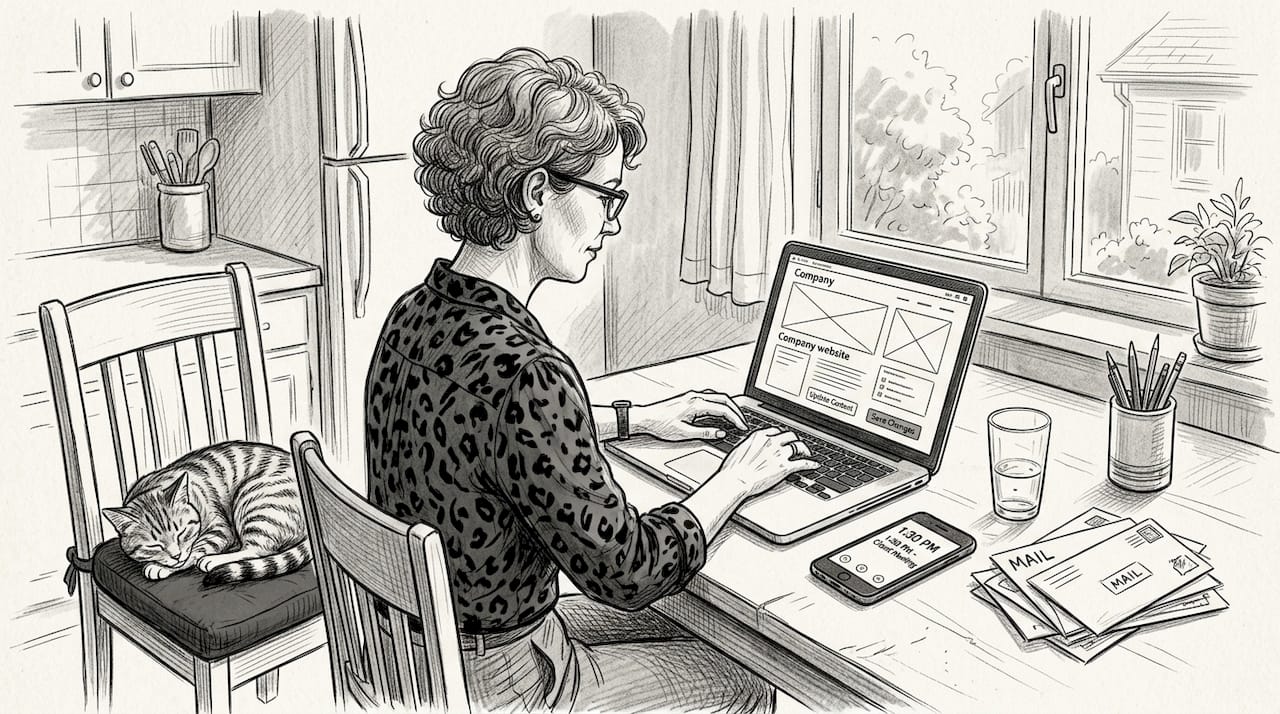 Small Business Owner Updating Company Website