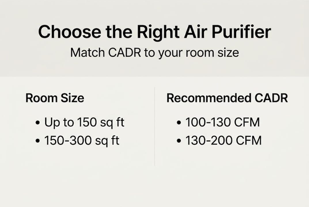 Infographic matching purifier size to room