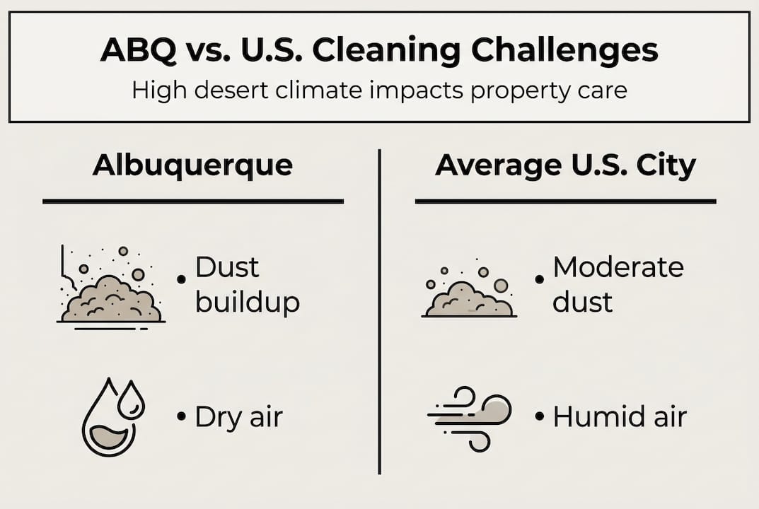 Infographic comparing Albuquerque and U.S. cleaning challenges