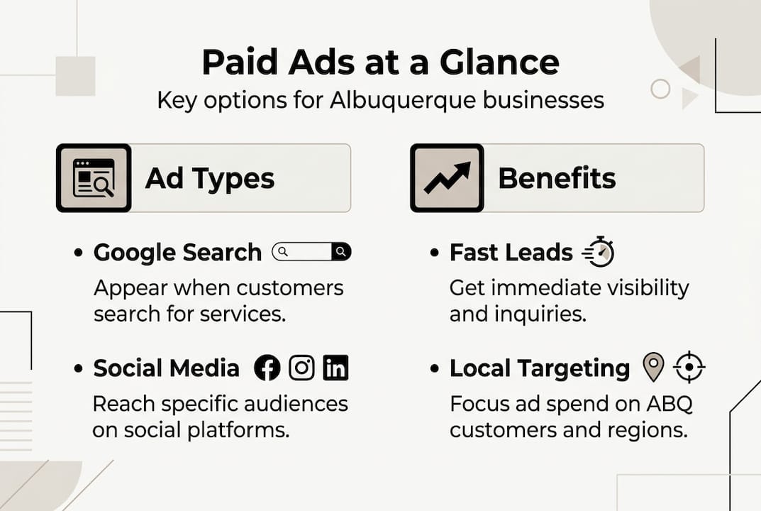 Infographic Comparing Paid Ad Types And Benefits