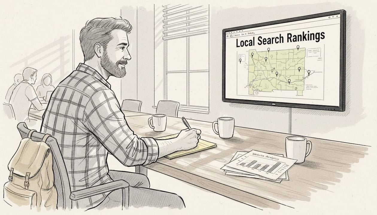 Person Reviewing Local Seo Map In Office