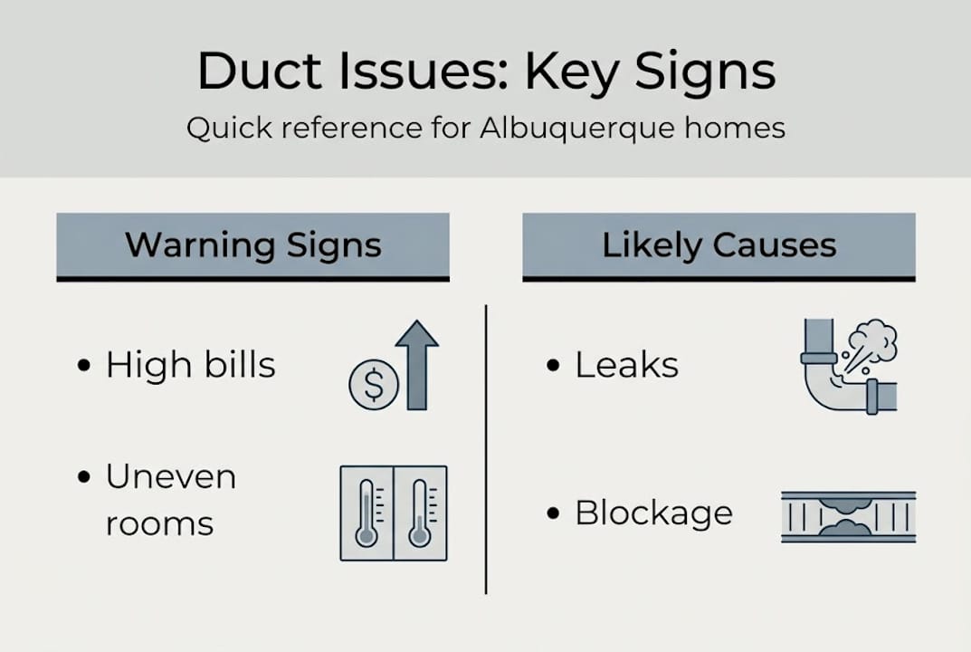Infographic highlighting key duct problem signs