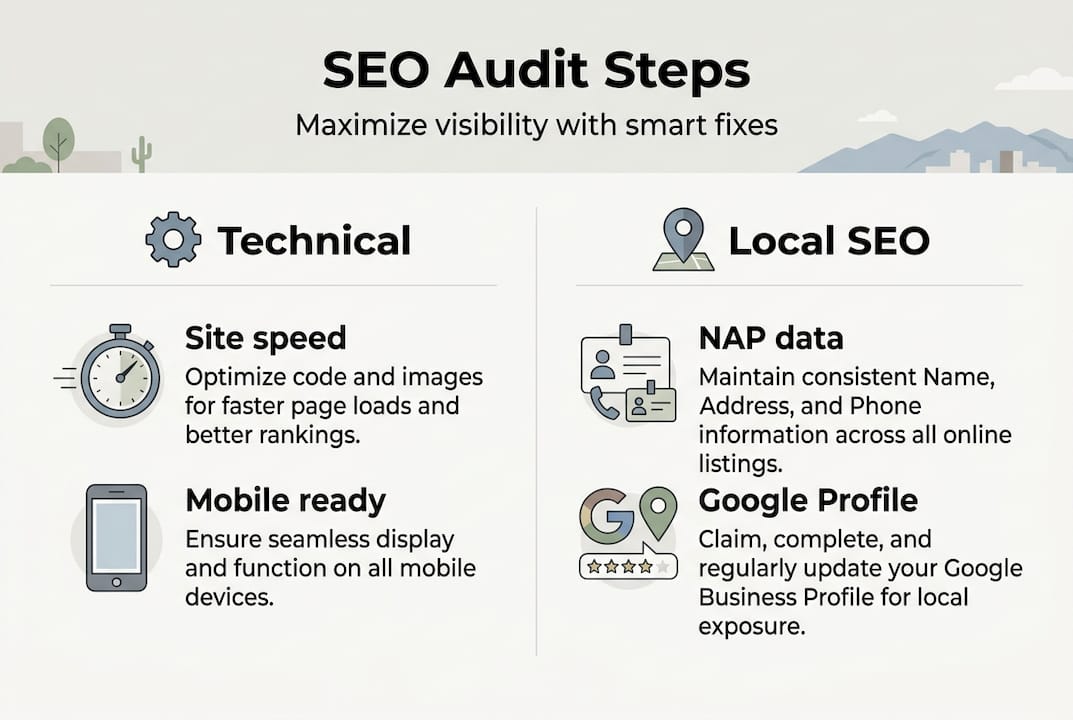 Infographic Showing Seo Audit Steps And Priorities