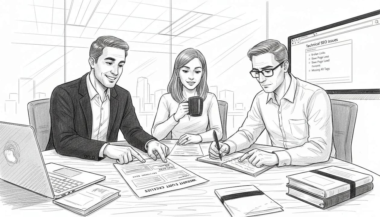 Team Collaborating During Seo Audit Meeting