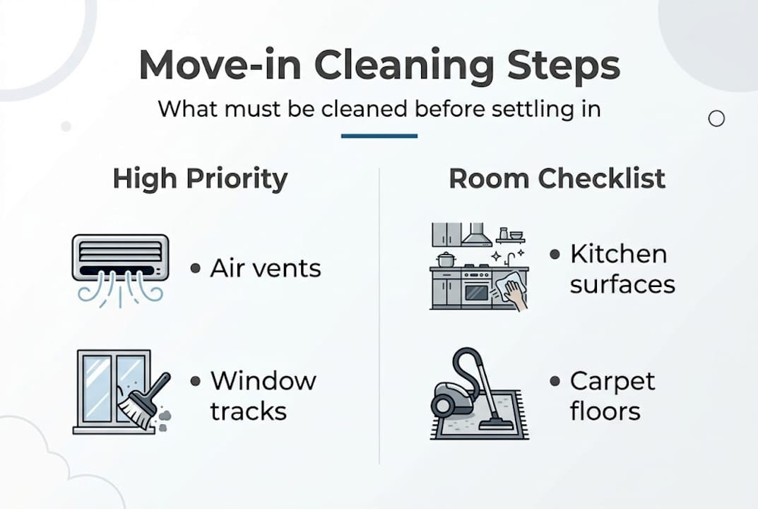 Infographic with move-in cleaning steps