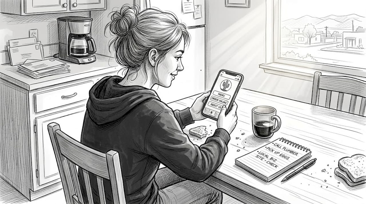 Woman Testing Mobile Business Website