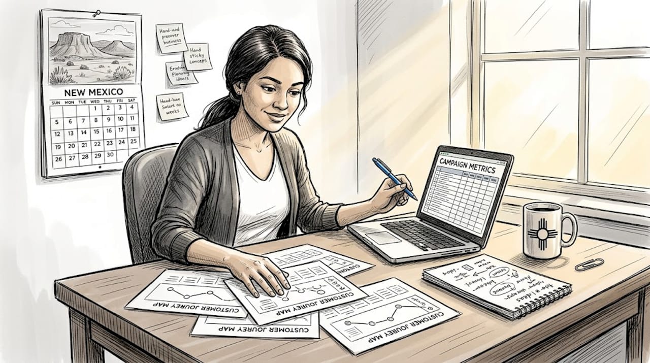 Marketing Coordinator Mapping Customer Journey At Desk