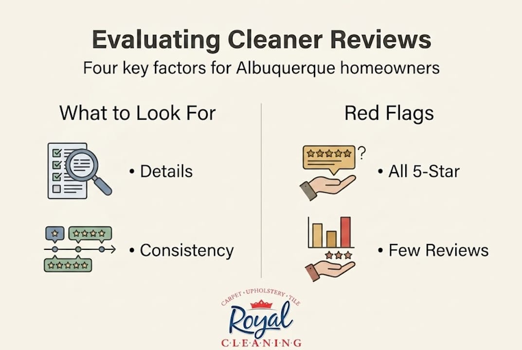 Infographic about evaluating cleaning service reviews