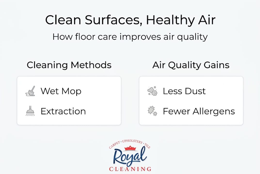 Infographic showing surface cleaning and air quality benefits