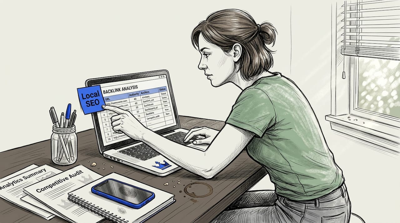 Digital Marketer Reviewing Backlink Analysis Data