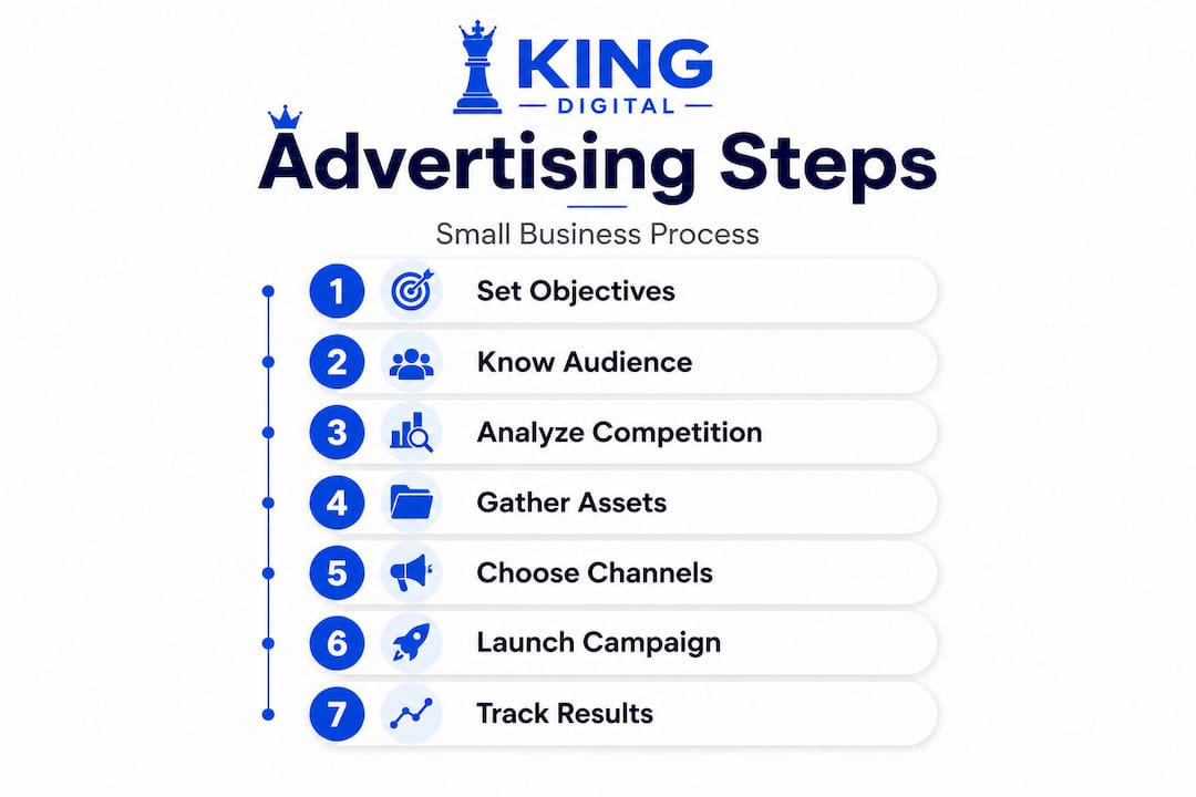 Infographic Showing Seven Small Business Advertising Steps