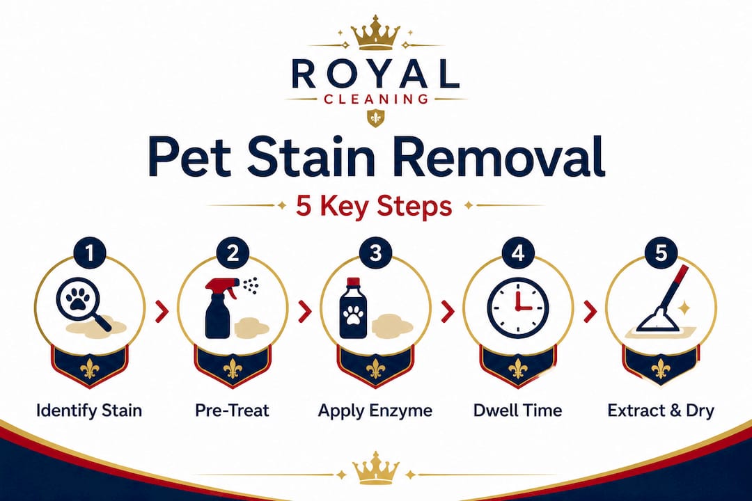 Infographic showing pet stain removal process steps