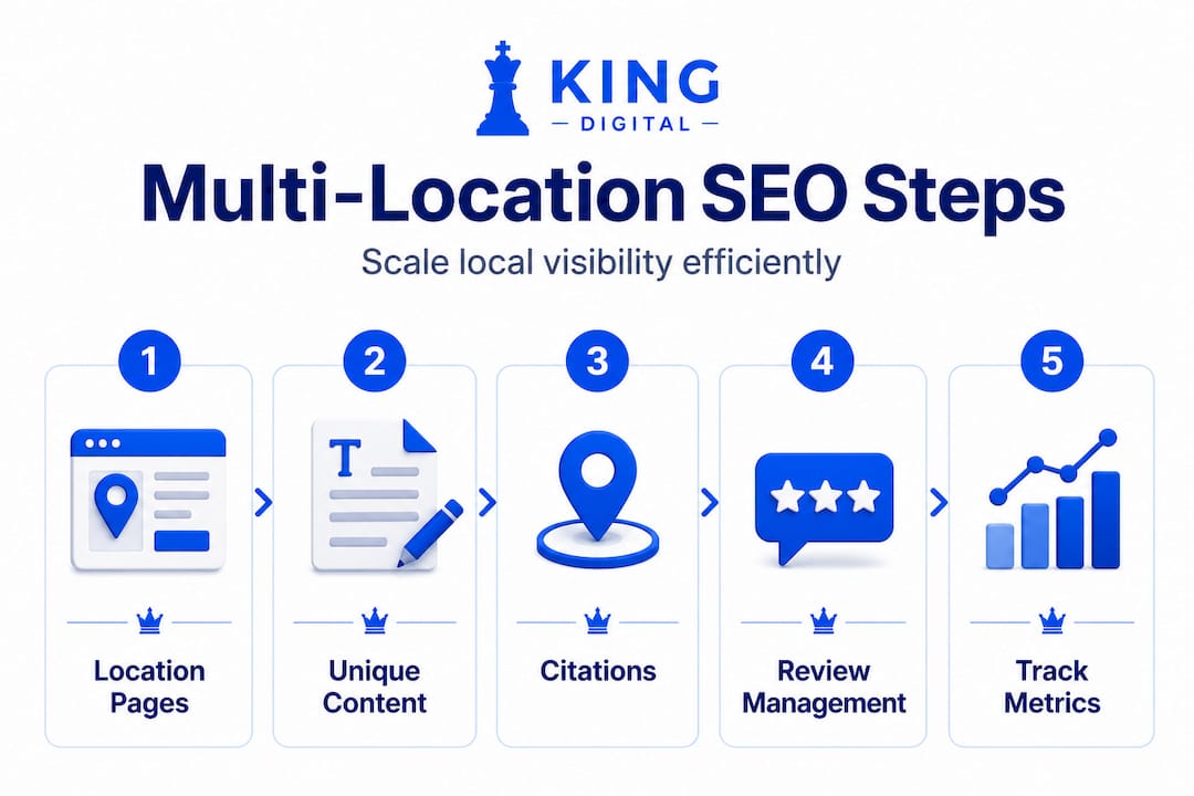 Vertical Flow Infographic Showing Seo Process Steps