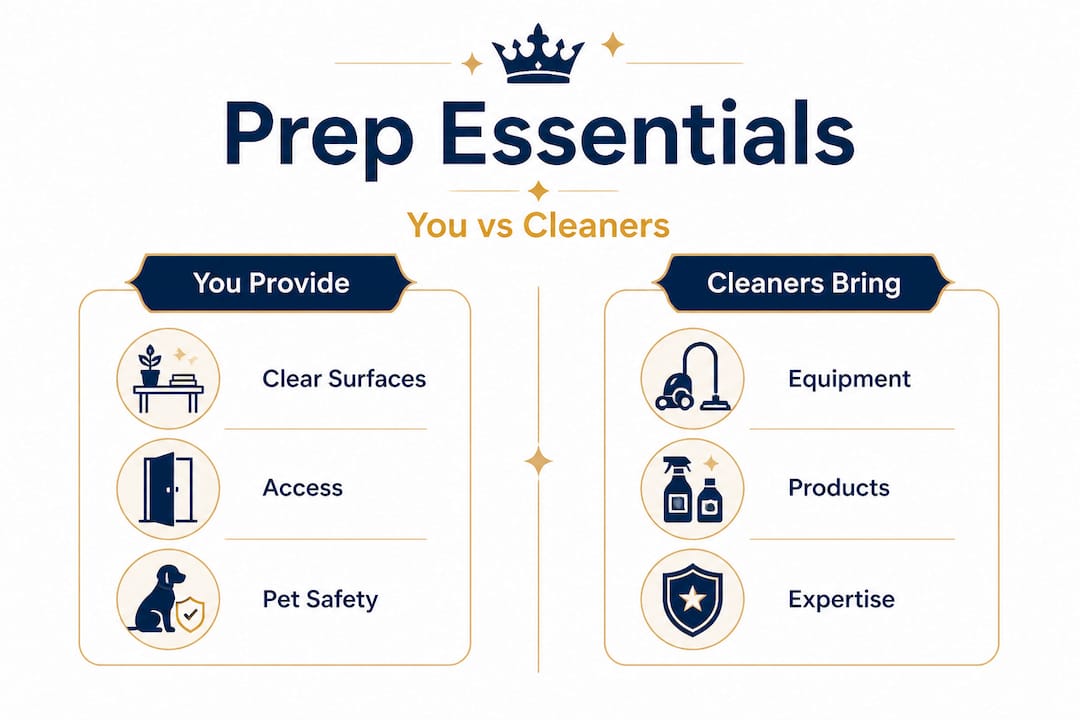 Infographic comparing homeowner vs cleaner responsibilities