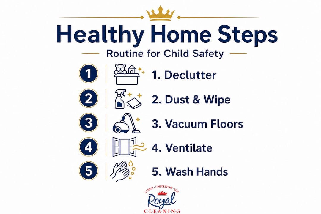 Infographic showing routine steps for healthy home