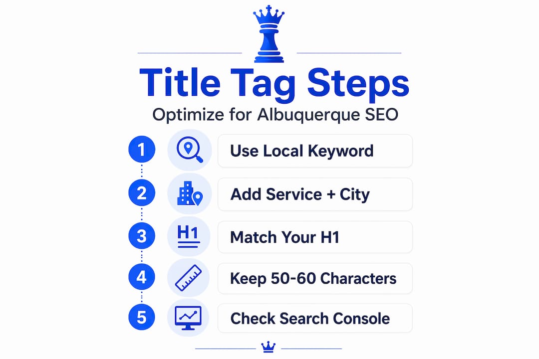 Infographic Showing Five Key Title Tag Steps