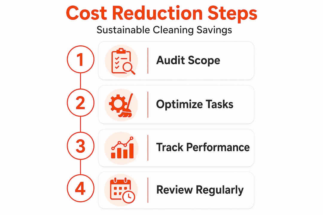 Infographic showing key steps to reduce cleaning costs