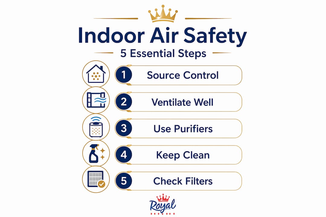 Infographic with five steps for air safety