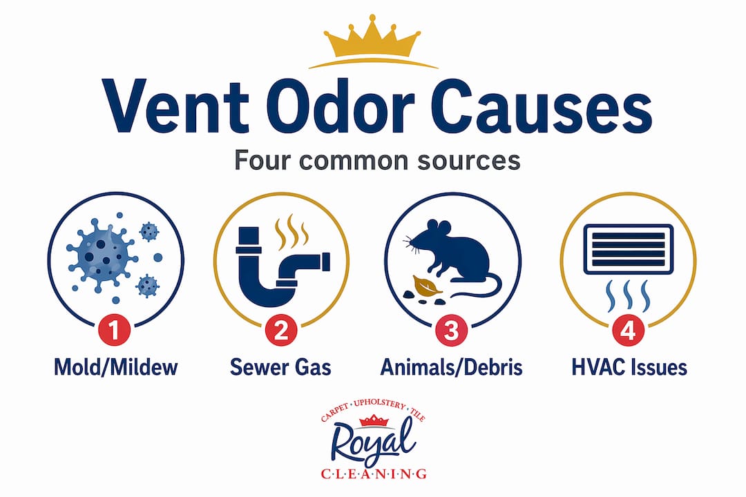 Infographic listing main vent odor causes