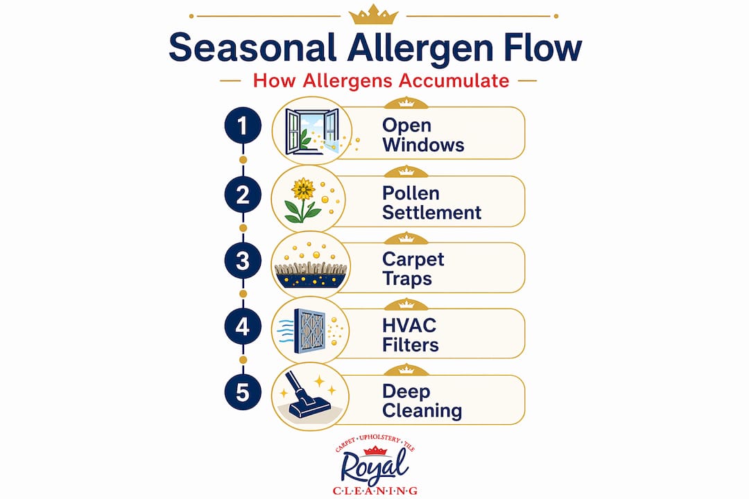 Infographic showing allergen buildup process