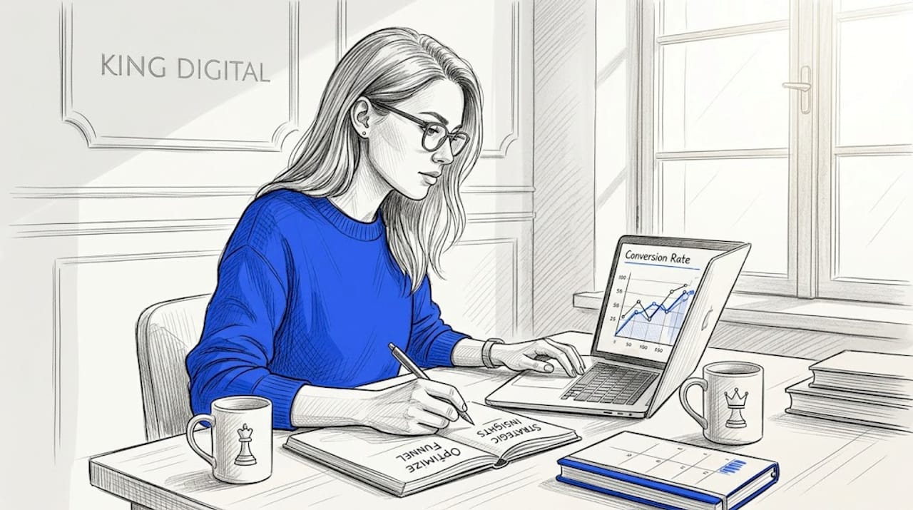 Marketer Checks Website Conversion Analytics