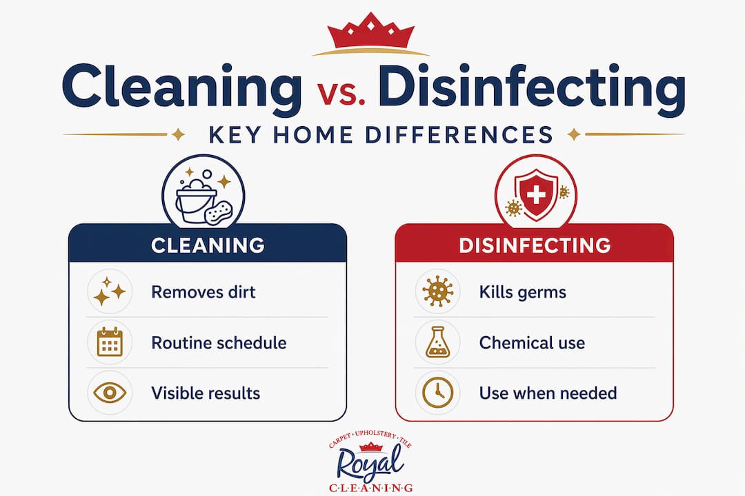 Infographic comparing cleaning and disinfecting