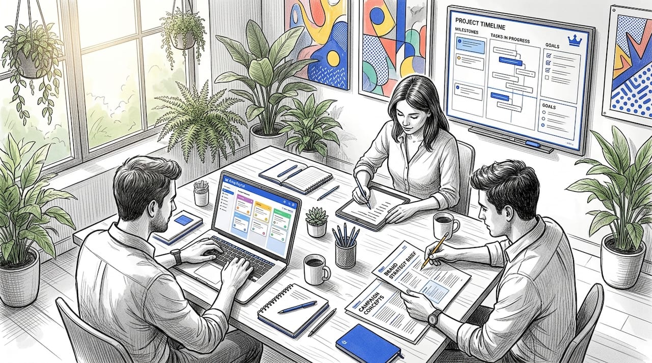 Build a Smarter Content Marketing Workflow in 2026 2 Marketing Team Collaborating On Content Workflow