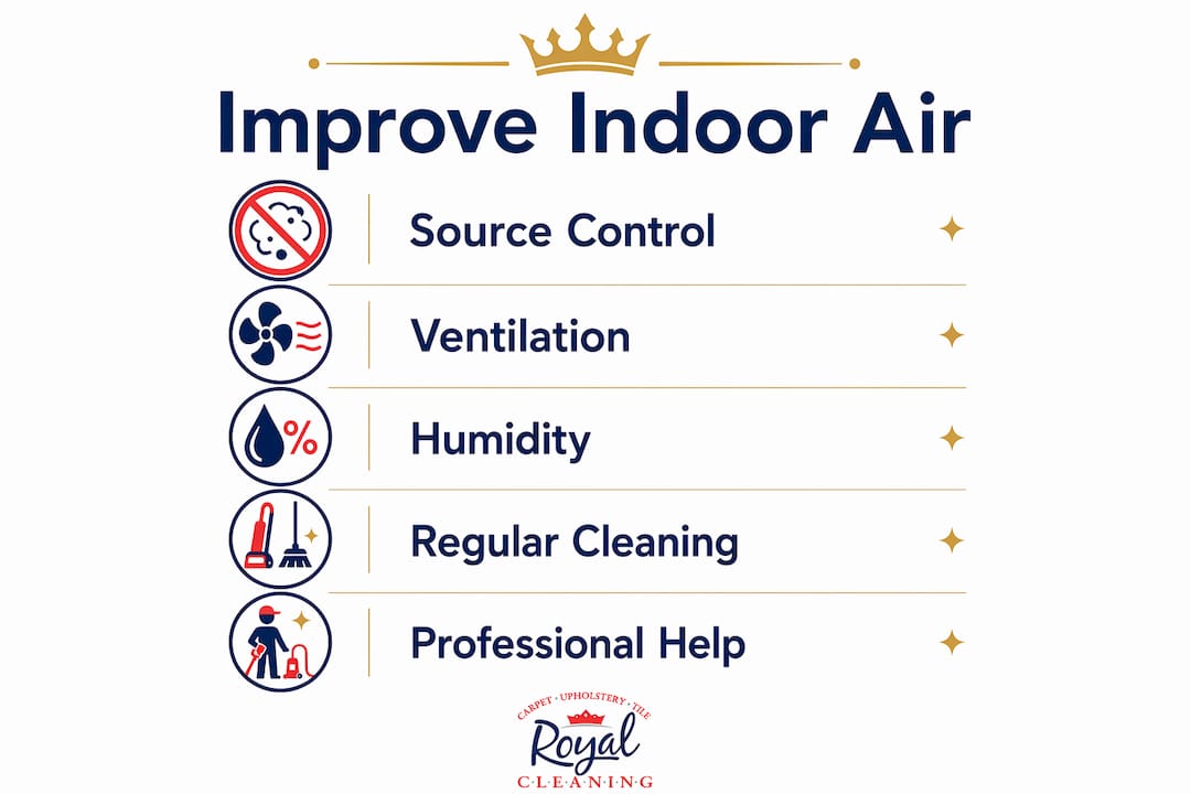 Infographic with steps to improve indoor air quality at home