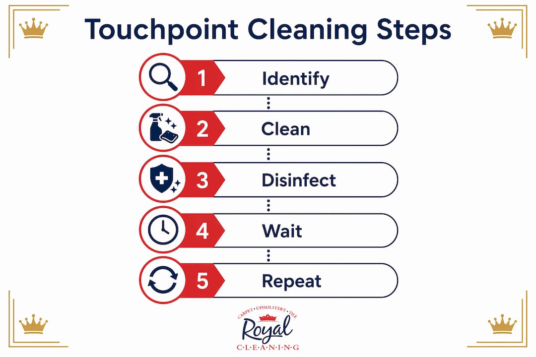 Infographic of touchpoint cleaning process steps