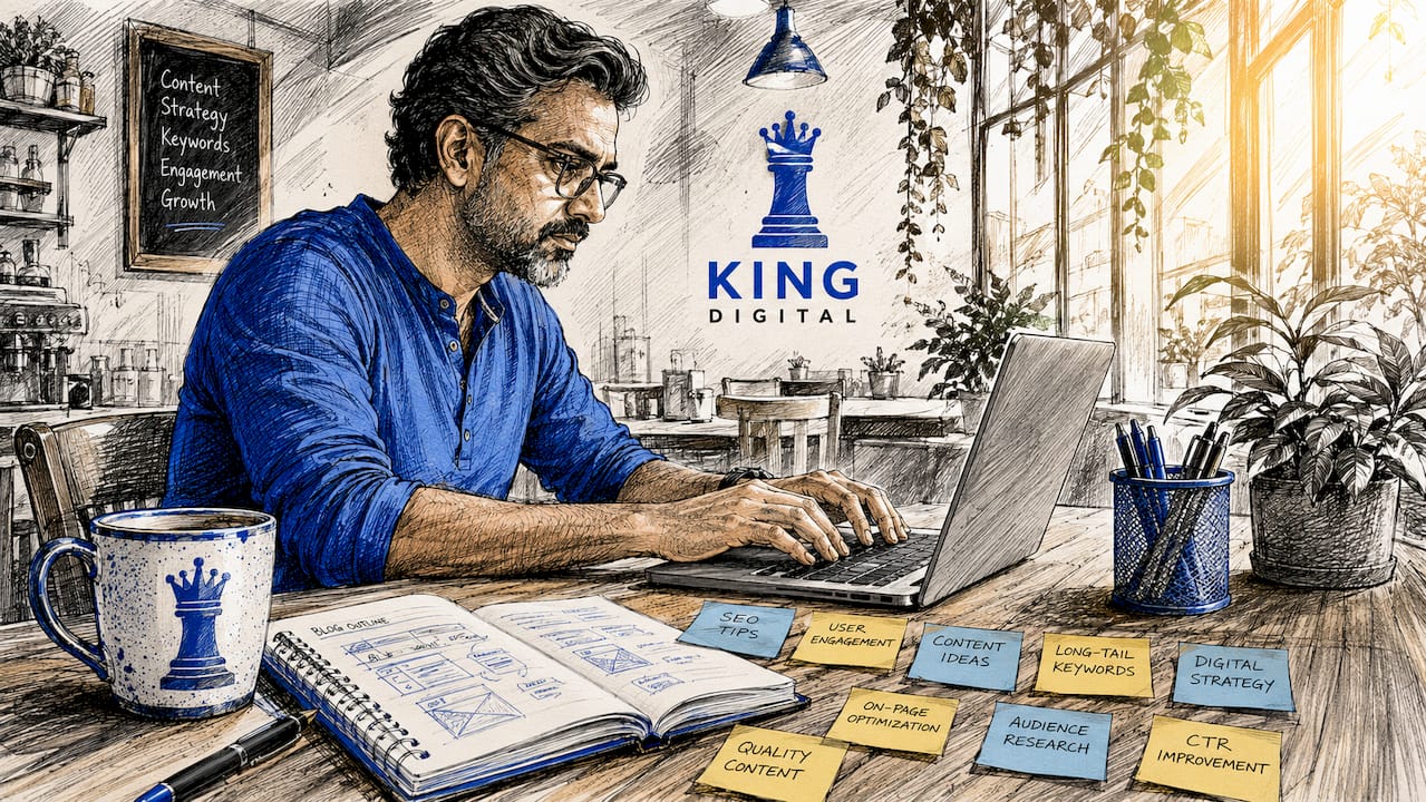 Content Writer Typing Seo-Focused Articles In Coworking Space