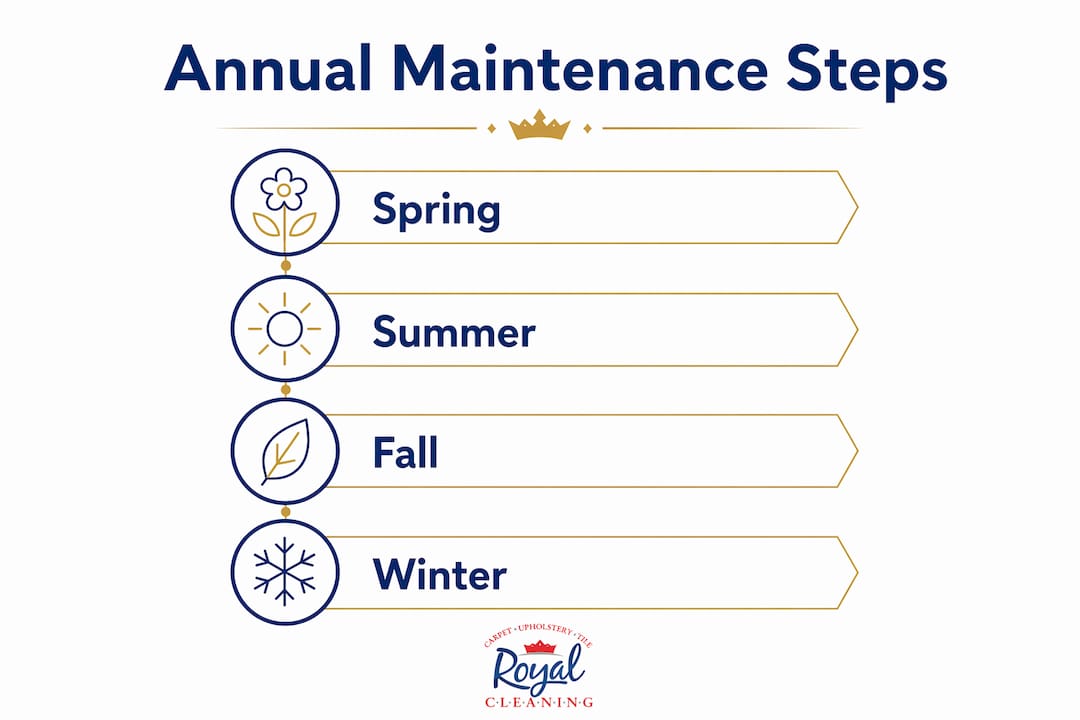 Infographic showing seasonal annual home maintenance steps