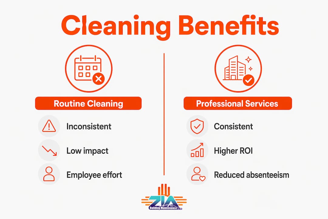 Infographic comparing routine vs professional cleaning benefits