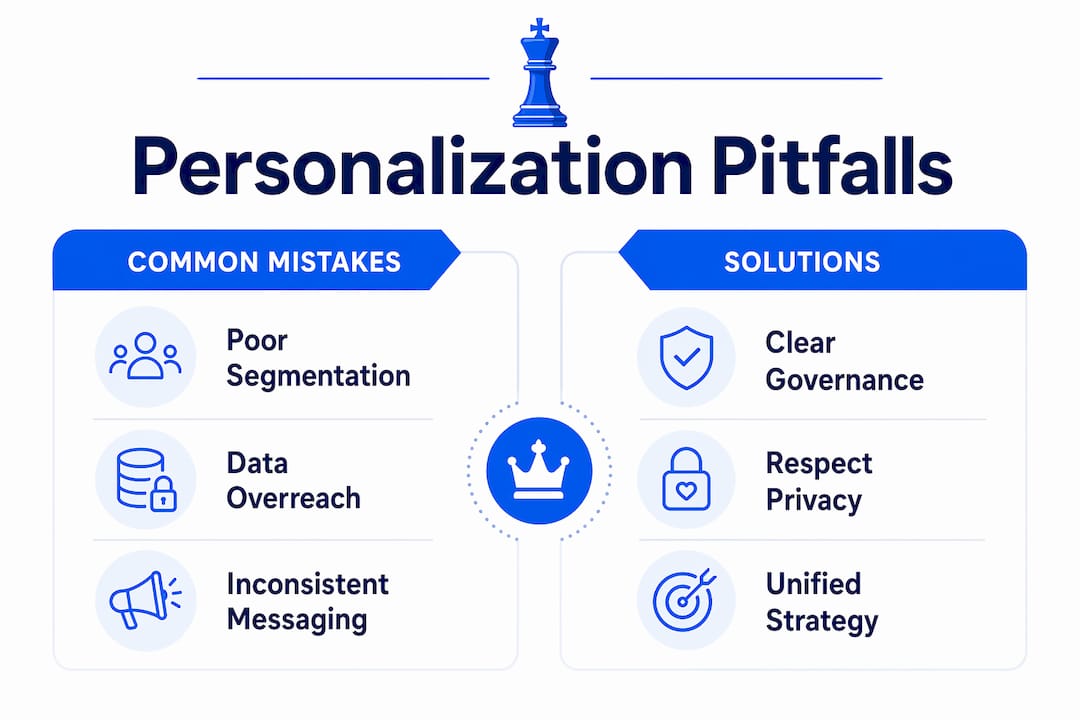 Why Personalized Marketing Works for Business Growth 3 Infographic Comparing Personalization Pitfalls And Solutions