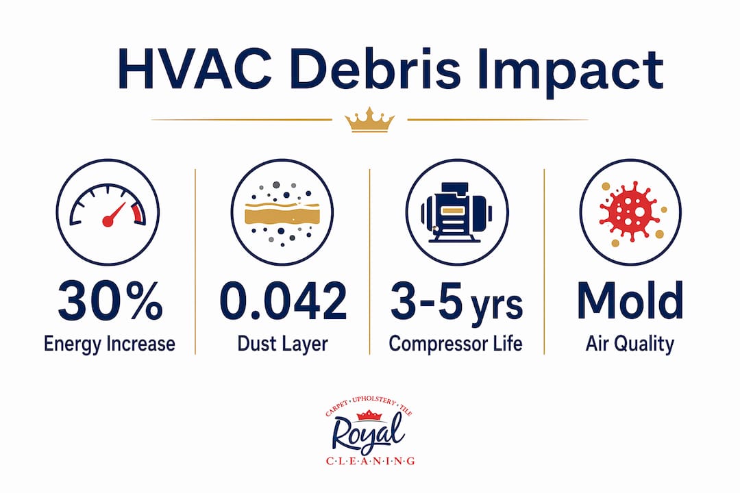 Infographic showing HVAC debris impact key stats