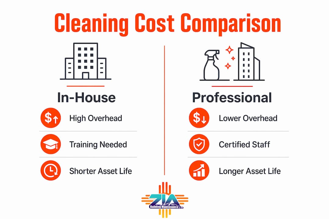 Infographic comparing in-house and professional cleaning