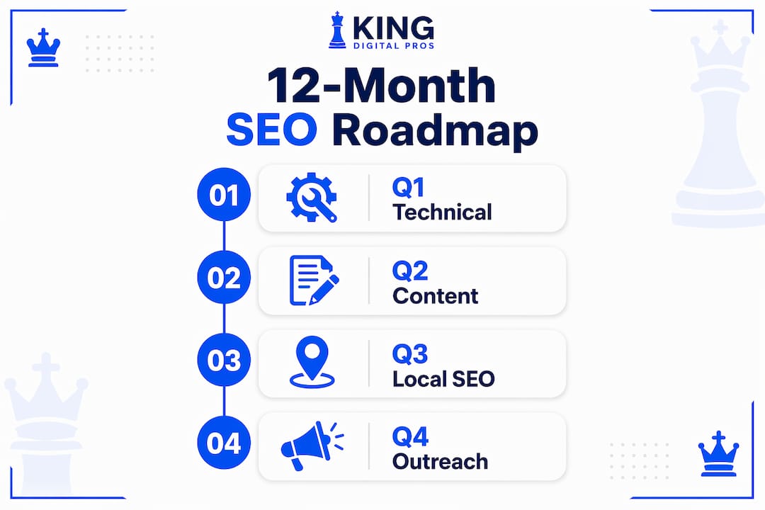 Infographic Showing 12-Month Seo Roadmap By Quarter