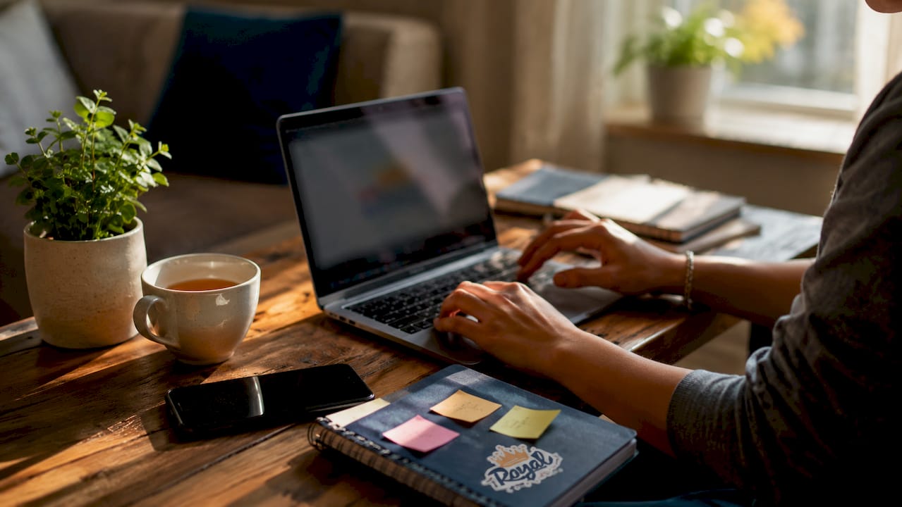 Hands working on booking calendar synchronization