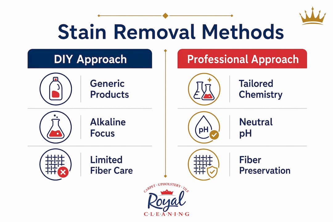 Infographic comparing DIY and professional stain removal