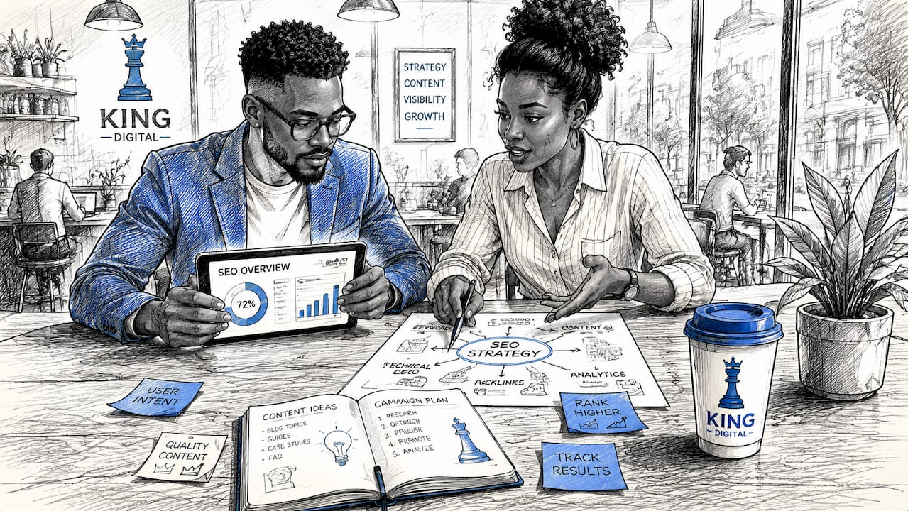 Best Free Marketing Resources for SMBs in 2026 2 Two Professionals Reviewing Seo Data Together