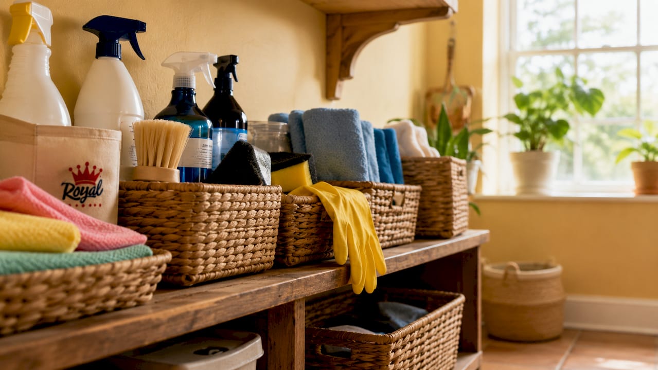 Organized home cleaning packages and tools