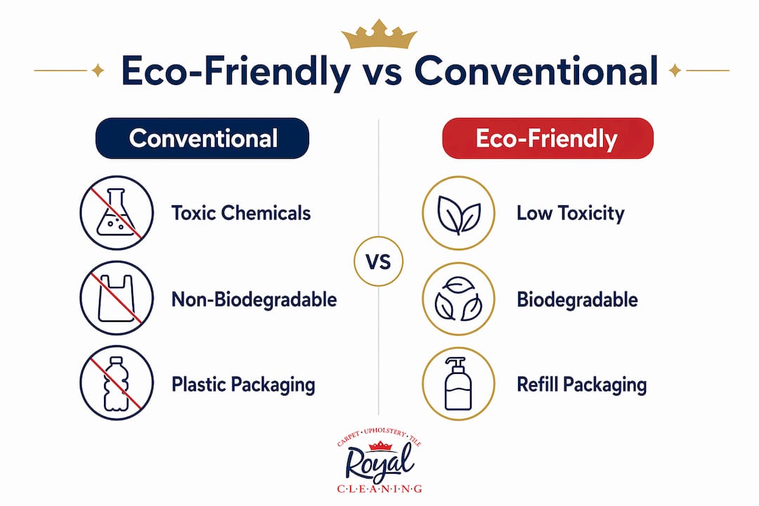 Infographic comparing eco-friendly and conventional cleaners