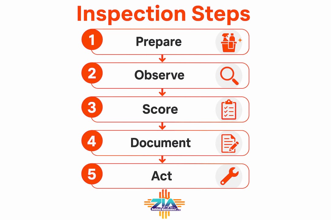 Infographic of janitorial inspection step-by-step method